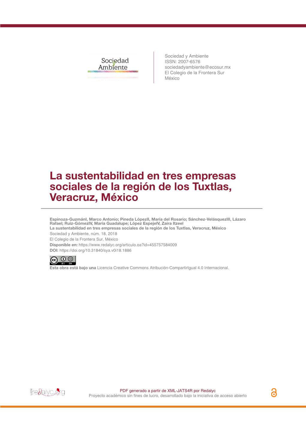 La Sustentabilidad En Tres Empresas Sociales De La Región De Los Tuxtlas, Veracruz, México