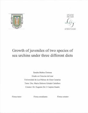 Growth of Juveniles of Two Species of Sea Urchins Under Three Different Diets