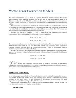 Vector Error Correction Models