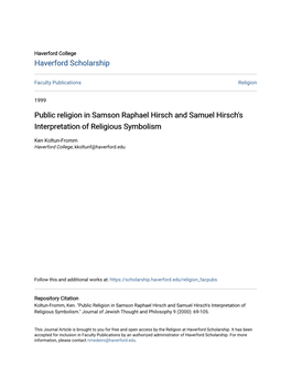 Public Religion in Samson Raphael Hirsch and Samuel Hirsch's Interpretation of Religious Symbolism