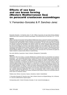 Effects of Sea Bass and Sea Bream Farming (Western Mediterranean Sea) on Peracarid Crustacean Assemblages