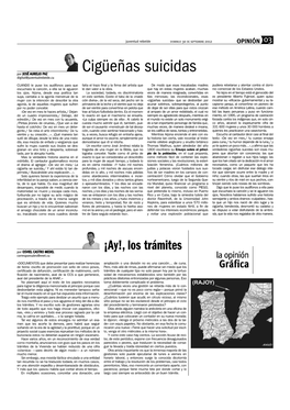 Cigüeñas Suicidas Por JOSÉ AURELIO PAZ Digital@Juventudrebelde.Cu