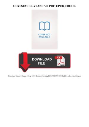 PDF Download Odyssey: Bk.VI and VII Ebook, Epub