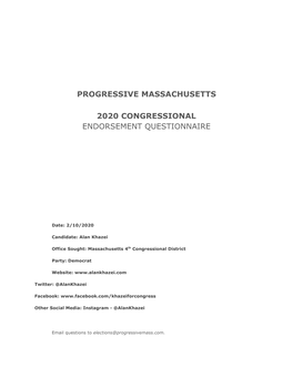 Progressive Massachusetts 2020 Congressional