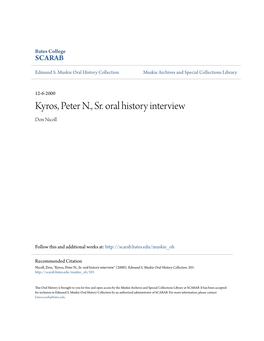 Kyros, Peter N., Sr. Oral History Interview Don Nicoll