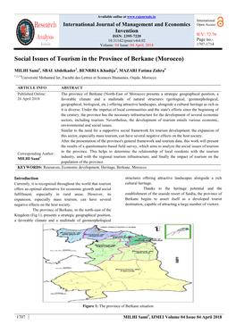 Social Issues of Tourism in the Province of Berkane (Morocco)