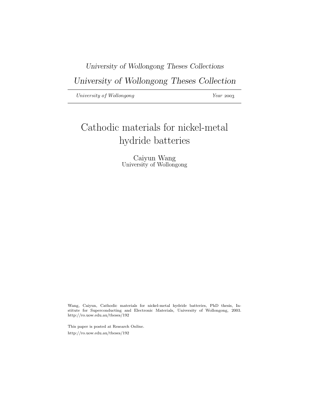 Cathodic Materials for Nickel-Metal Hydride Batteries