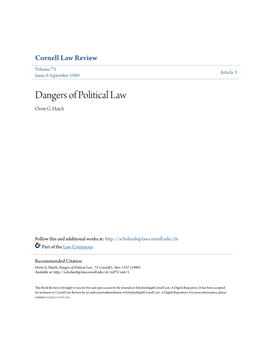 Dangers of Political Law Orrin G