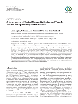 A Comparison of Central Composite Design and Taguchi Method for Optimizing Fenton Process