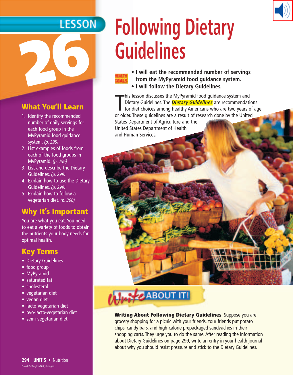 Lesson 26 Following Dietary Guidelines