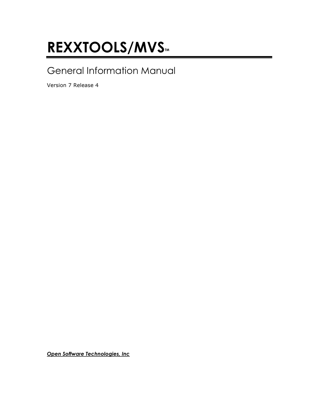 REXXTOOLS/MVS V7.4 General Information Manual