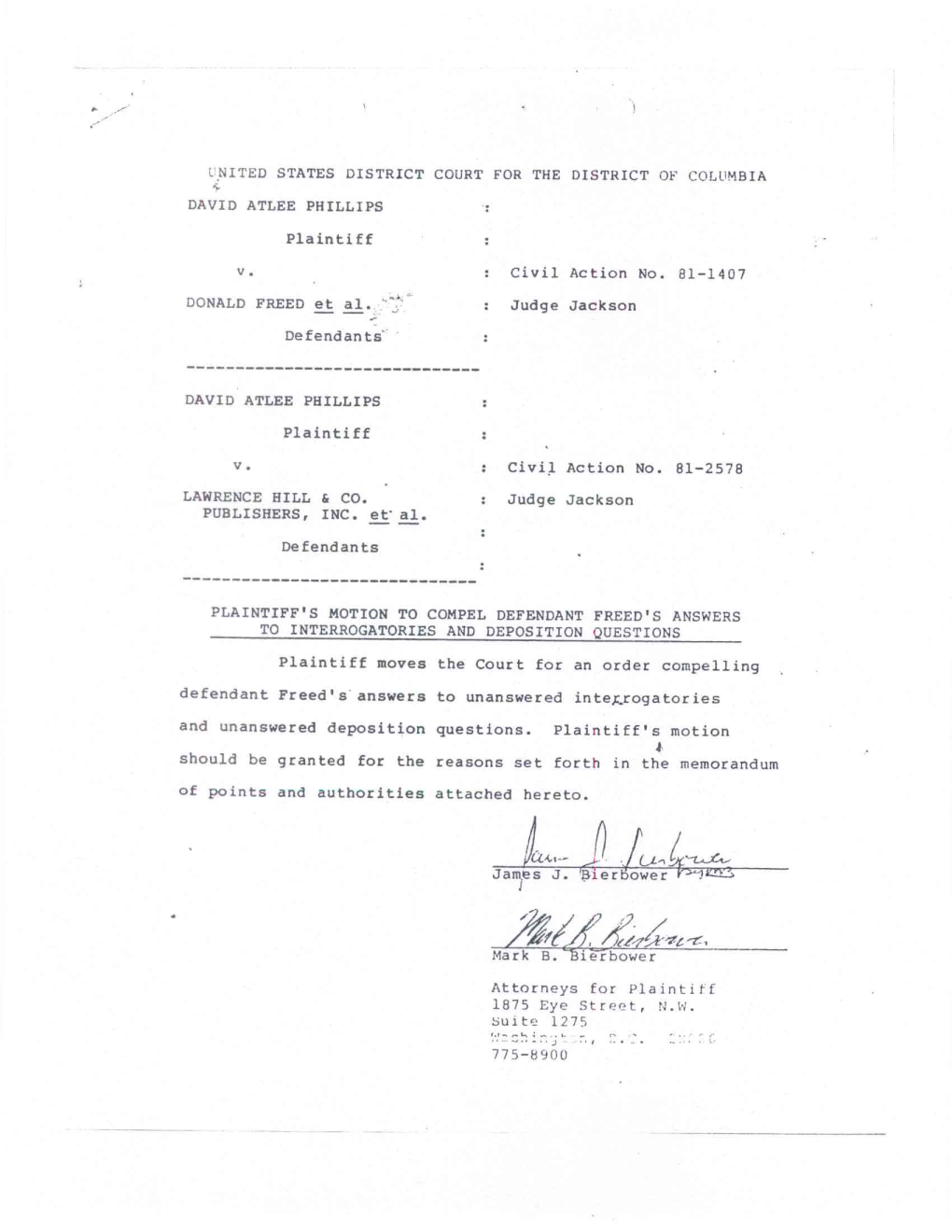 Inited States District Court for the District of Columbia