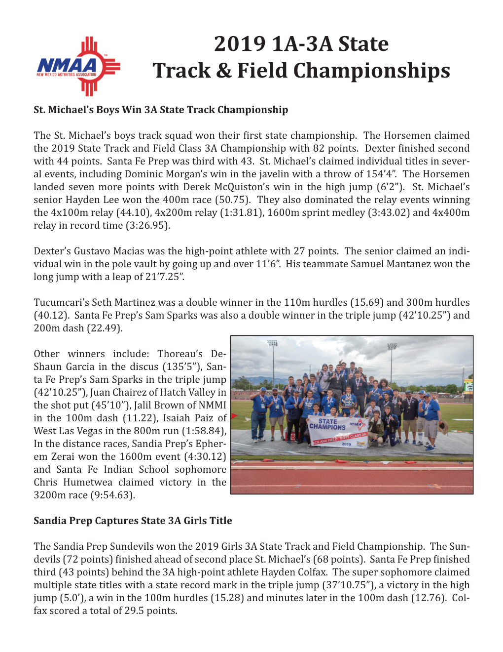 2019 1A-3A State Track & Field Championships