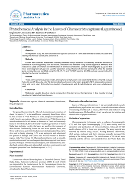 Phytochemical Analysis in the Leaves of Chamaecrista Nigricans