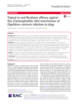 Topical Or Oral Fluralaner Efficacy Against Flea (Ctenocephalides Felis)