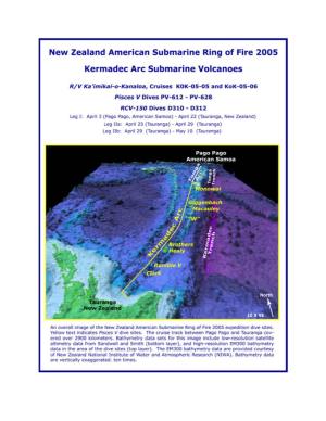 New Zealand American Submarine Ring of Fire 2005 (Nzasrof'05) Kermadec Arc Submarine Volcanoes R/V Ka-Imikai-O-Kanaloa, Cruises KOK05-05 and KOK05-06