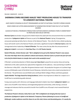 National Theatre Announcement