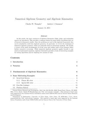 Numerical Algebraic Geometry and Algebraic Kinematics