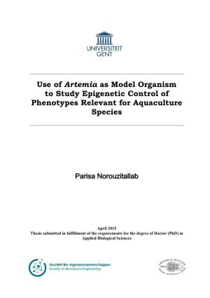 Use of Artemia As Model Organism to Study Epigenetic Control of Phenotypes Relevant for Aquaculture Species