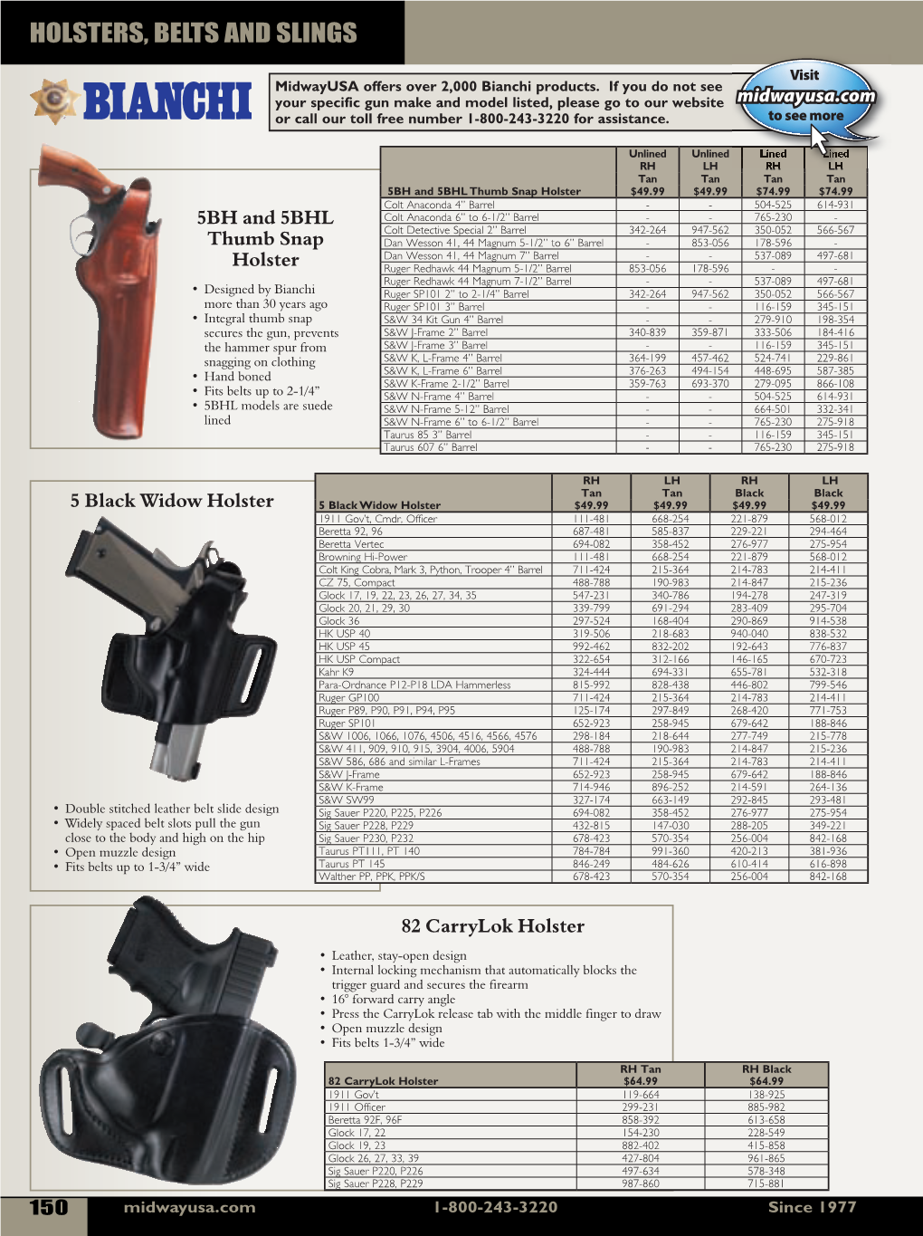 Holsters, Belts and Slings