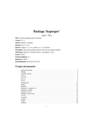 Package 'Hypergeo'