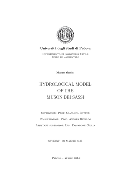 Hydrolocical Model of the Muson Dei Sassi