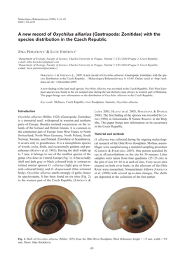A New Record of Oxychilus Alliarius (Gastropoda: Zonitidae) with the Species Distribution in the Czech Republic