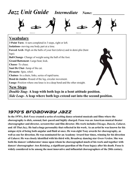 Vocabulary New Steps 1970'S Broadway Jazz