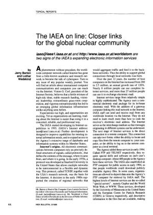 The IAEA on Line: Closer Links for the Global Nuclear Community