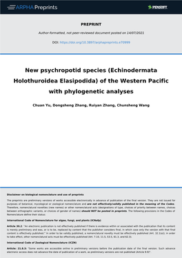 (Echinodermata Holothuroidea Elasipodida) of the Western Pacific with Phylogenetic Analyses