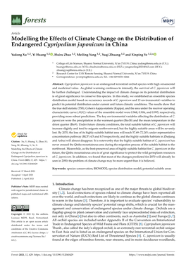 Modelling the Effects of Climate Change on the Distribution of Endangered Cypripedium Japonicum in China