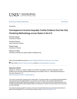 Convergence in Income Inequality: Further Evidence from the Club Clustering Methodology Across States in the U.S