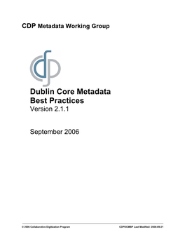 CDP Dublin Core Metadata Best Practices Version 2.1