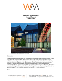 Windgate Museum of Art Annual Report 2019-2020