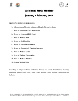 Wetlands News Monitor January - February 2019