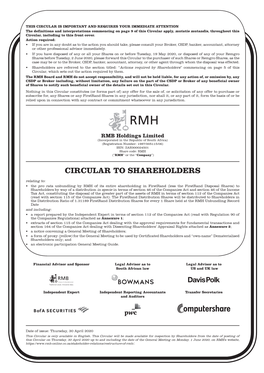 RMH Circular to Shareholders