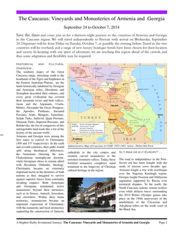 The Caucasus: Vineyards and Monasteries of Armenia and Georgia September 24 to October 7, 2014
