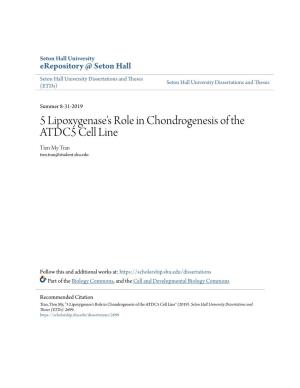 5 Lipoxygenase's Role in Chondrogenesis of the ATDC5 Cell Line Tien My Tran Tien.Tran@Student.Shu.Edu
