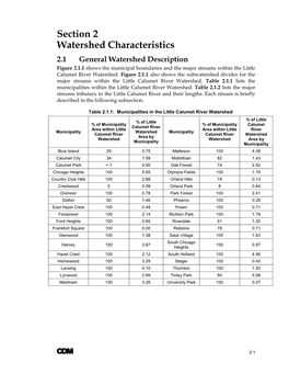 Section 2 Watershed Characteristics