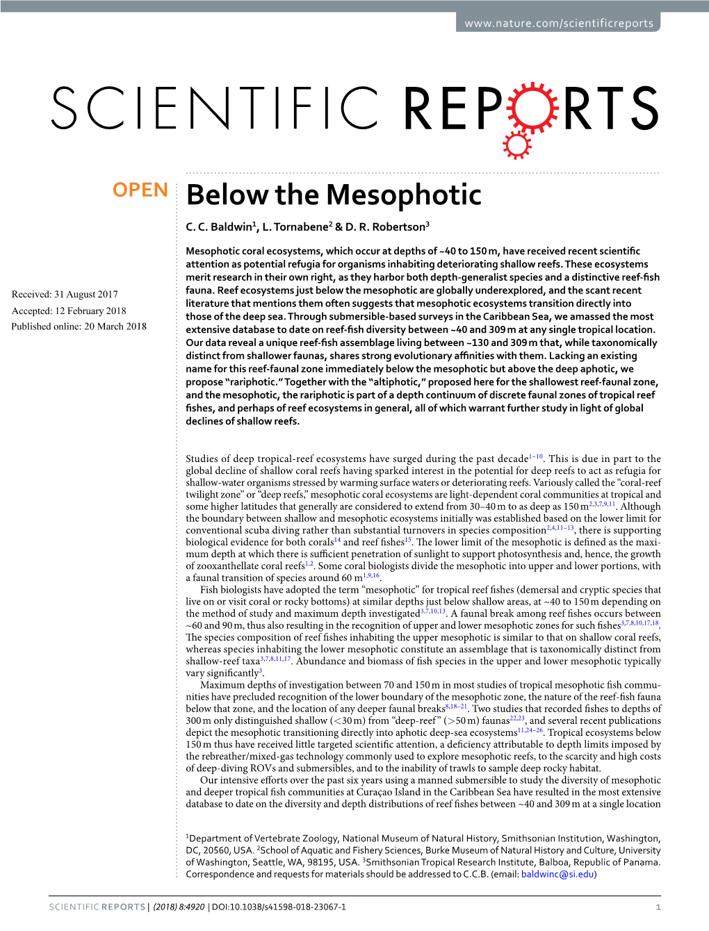 Below the Mesophotic C