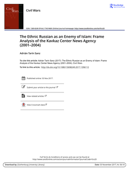 The Ethnic Russian As an Enemy of Islam: Frame Analysis of the Kavkaz Center News Agency (2001–2004)