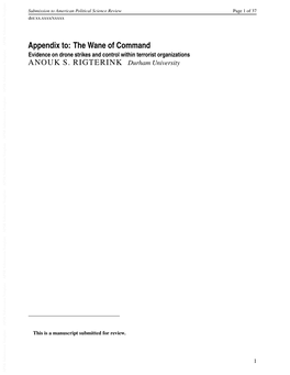 Appendix To: the Wane of Command Evidence on Drone Strikes and Control Within Terrorist Organizations ANOUKS.RIGTERINK Durham University