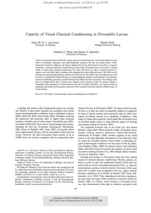 Capacity of Visual Classical Conditioning in Drosophila Larvae