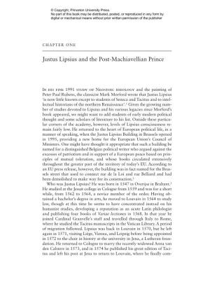 Justus Lipsius and the Post-Machiavellian Prince
