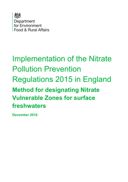 Method for Designating Nitrate Vulnerable Zones for Surface Freshwaters