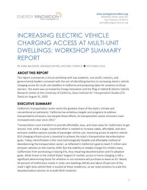 Increasing Electric Vehicle Charging Access at Multi-Unit Dwellings: Workshop Summary Report