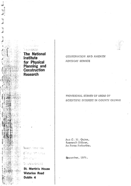 Provisional Survey of Areas of Scientific Interest in Co. Galway