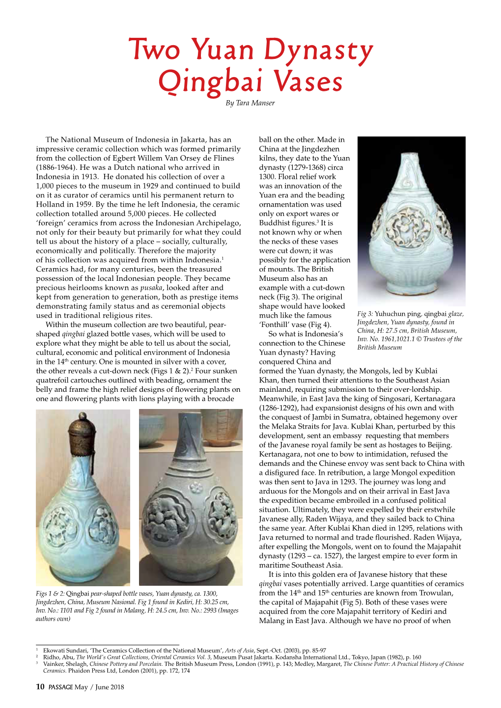 Two Yuan Dynasty Qingbai Vases by Tara Manser