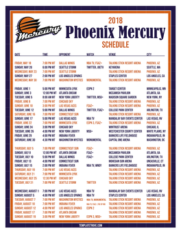 Phoenix Mercury SCHEDULE