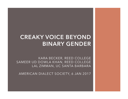 Creaky Voice Beyond Binary Gender